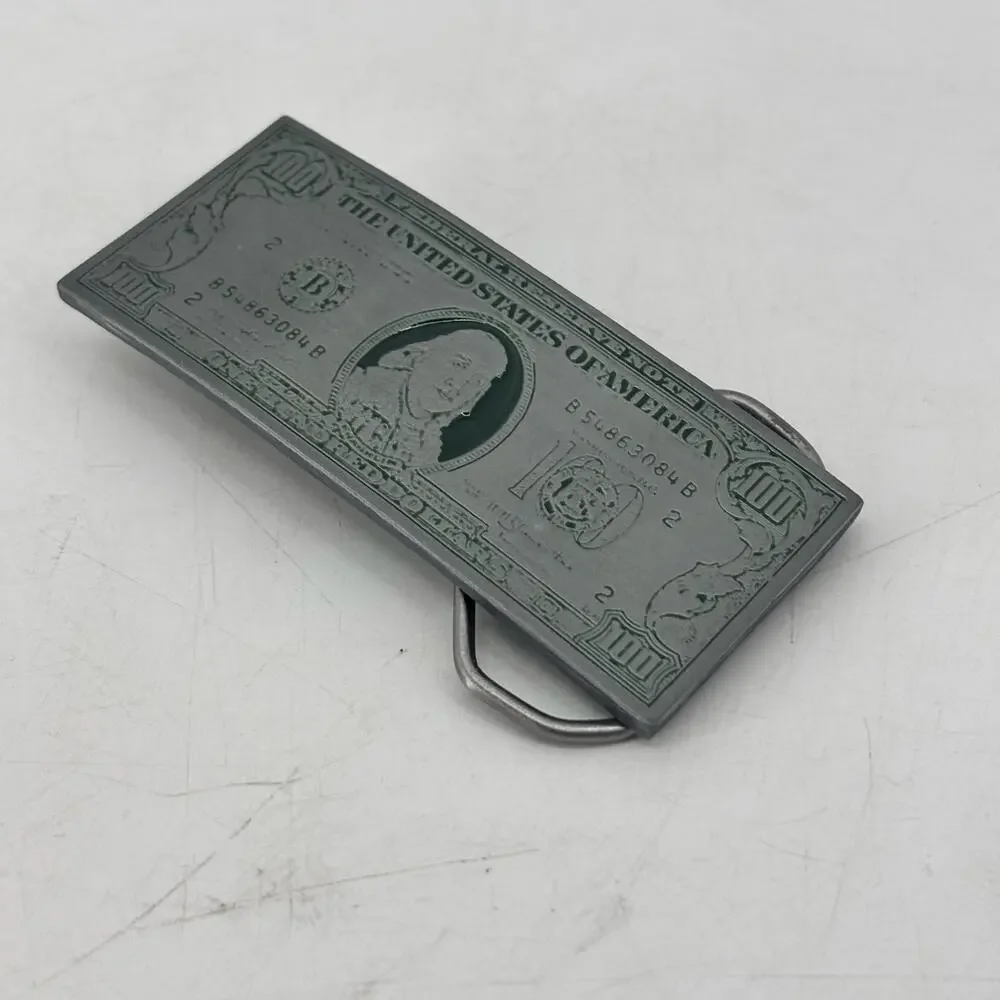 Belt Buckle 100 Dollar Bill Cash Money Bucks Benjamin Vtg 1991